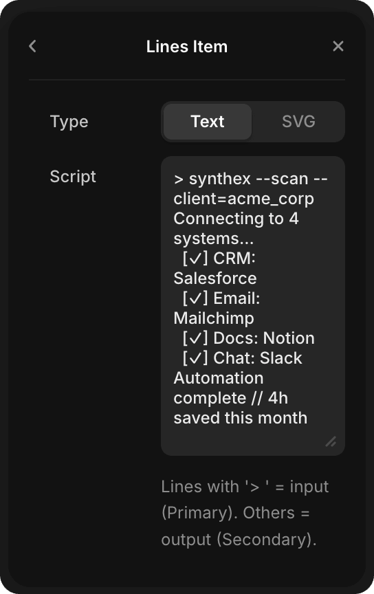 Terminal Panel Prop Text